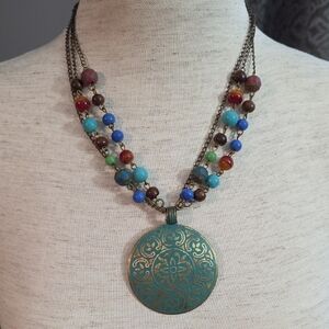Multicolor Beaded Pendant Necklace